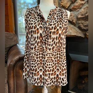 Animal Print Sleeveless Blouse